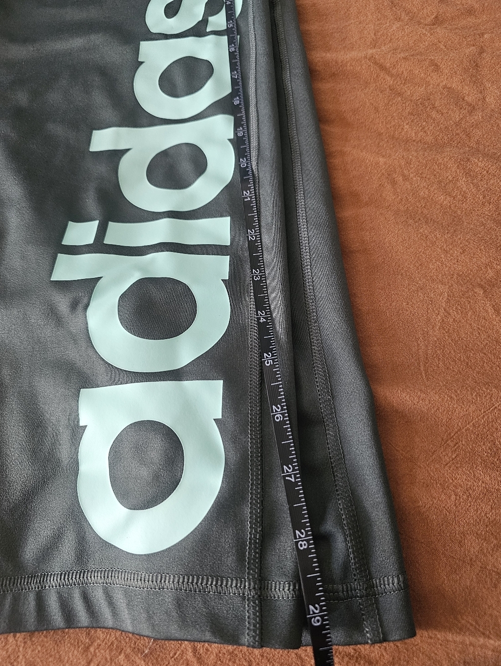Adidas Womens Dark Olive Leggings with Mint Logo - Picture 5 of 5